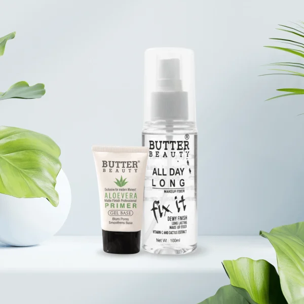 Aloe Vera Gel Primer & All Day Long Transparent Makeup Fixer Combo