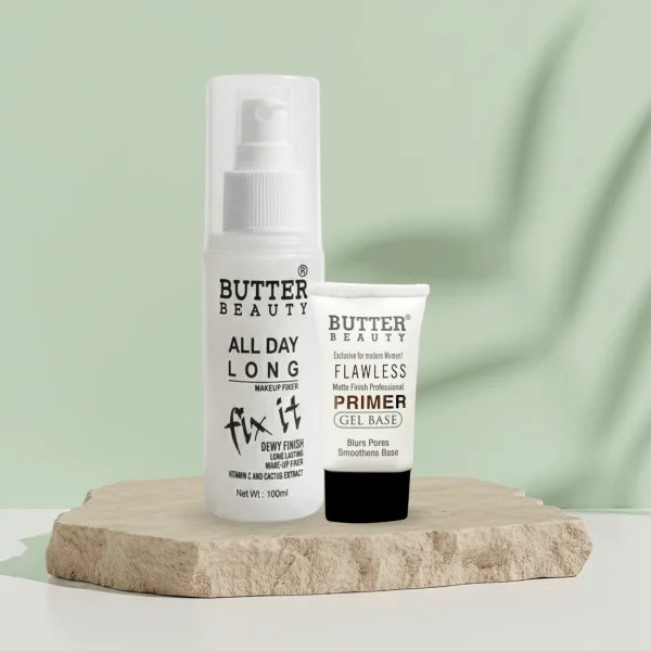 Flawless Gel Primer & All Day Long Silver Makeup Fixer Combo